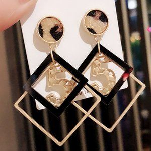 Unique Designed Large Square Earrings S925 / Sterling Silver Posts